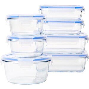 Leak-Proof Glass Locking Lids Food Storage Containers, 14-Pieces Food Containers